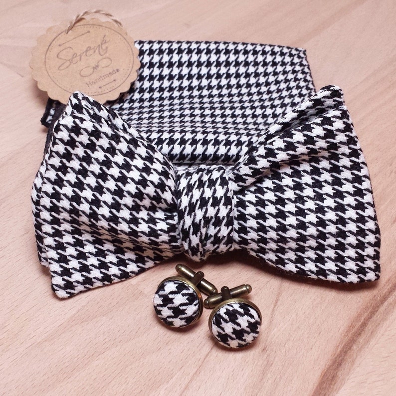 black and white cufflinks men cuff links fabric cuff links silver gold and bronze cufflinks Houndstooth cufflinks cufflinks for groom