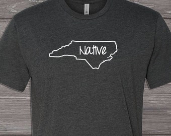 North Carolina Native State T-shirt Tee Tshirt Unisex NC Home