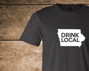 Iowa Drink Local Beer State T-shirt Tee Tshirt Unisex IA