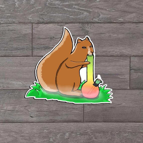 Smoking Squirrel With Bong Die Cut Sticker