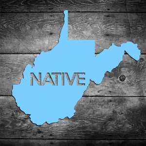 May include: A light blue outline of the state of West Virginia with the word "NATIVE" in gray text inside the state.