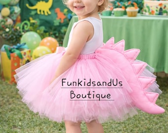 Pink Dinosaur Tutu: Handmade Dino Costume Skirt with Tail