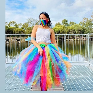 Rainbow Tutu- Adult Rainbow Skirt- Length Tutu Skirt , Weddings Bachelorette Party tutu Photo Shoot