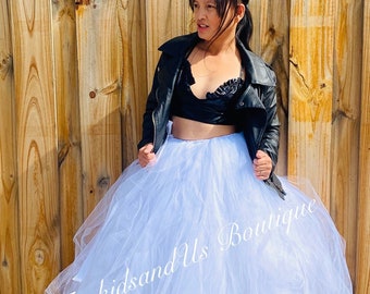 White Tulle Adult Tutu- Bridal Shower Skirt- Adult Tutu- Adult Engagement Skirt photo prop - TUlle Skirt -  Choose Colour