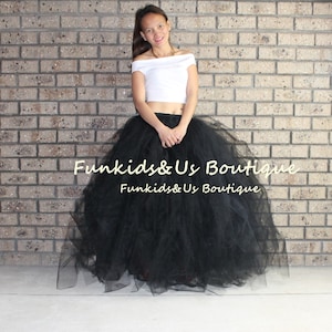 Black long Tulle Skirt -  Sewn  Full Length  Wedding Tulle skirt  - Black Tulle Maxi Skirt – Handmade Layered Tutu for Women-  Formal Skirt