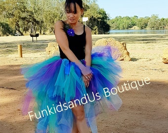 Peacock Tulle Skirt: Teal Purple Green Tutu, Woman's Fluffy Fun Skirt