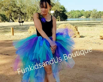 Adult peacock tutu skirt -   Peacock Bustle TuTu-  Teen Ladies Woman Adult Tutu -  Bachelorette party costume  -  Rave or Marathon Race