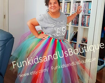 SEWN  Adult Tutu- Bridal Shower Skirt- Rainbow Adult Tutu - Adult Tutu-