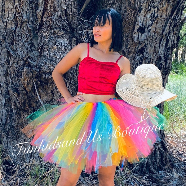 Adult  Rainbow tutu skirt -  Custom Teen, Ladies, Woman, Adult Tutu- Adult Rave Skirt- Adult Birthday Tutu - Rainbow skirt