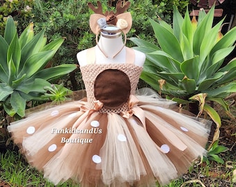 Enchanted Deer Tutu Dress Costume: Rustic Woodland Animal Outfit