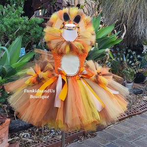 Löwen inspiriertes Tutu-Kleid mit Mähne-Kopfstück - Dschungel Safari Geburtstagskostüm für Kleinkinder & Mädchen - Tier-Themen-Kleid mit Accessoires