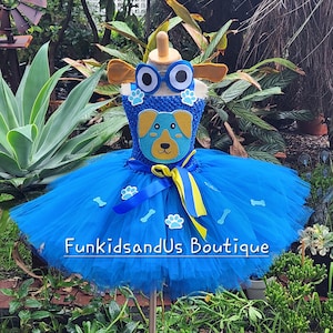 Déguisement de chiot pour enfants, tenue d&#39;Halloween pour fille, robe tutu bleue inspirée d&#39;un chiot, déguisement de chien chiot fille, déguisement de chien animal pour les filles