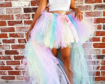 Adult tutu High-Low style-  Pastel Bridesmaids Engagement Photos Bachelorette-  Adult High Low Skirt - Pastel Adult turu