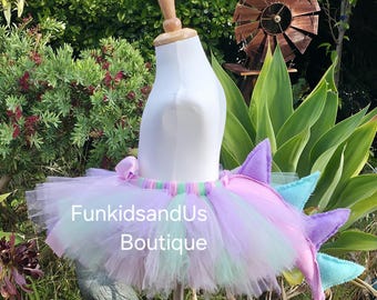 Pastel Rainbow Dinosaur Tutu Skirt - Dinosaur Birthday Girl Outfit - Dragon Costume tutu