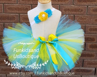 Blue Yellow Tutu ,  Birthday Tutu, Newborn Tutu, Toddler Tutu, Cake Smash Tutu