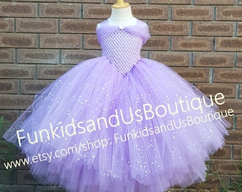 Lavender Tutu Dress -Princess Lavender  Dress-   Lavender  glitter tulle tutu dress - Full length Lavender tutu dress