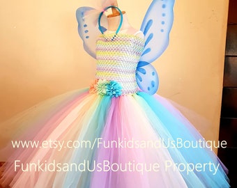 Pastel Fairy Tutu Dress - Pastel Rainbow Tutu Dress-  birthday outfit; fairy costume