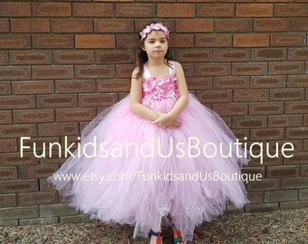 Pink  Flower girl Tutu Dress - Pink  Tutu Dress, Hydrangea Tutu Dress - Flower Girl, wedding, Birthday