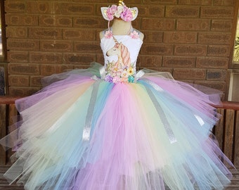 Pastel Unicorn Tutu Dresses Birthday girl  - Pastel Dress first birthday  - Unicorn Birthday Costume -