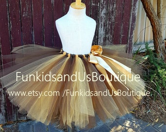 Bear Tutu Skirt Brown Gold skirt  - Jungle Tutu  - 1st Birthday Tutu- Newborn Tutu, Photo Prop, Tutus for Children