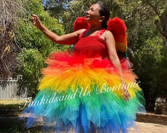 Adult Bird Costume Tutu Dress with Bird wings - Made to Order Teen & Adult Costume -  Festival tutu- Festival Costume