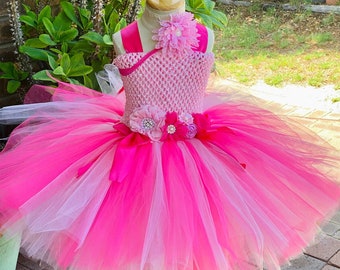 Hot Pink Tutu Kleid: Handgemachte Blumenmädchen Prinzessin Kostüm