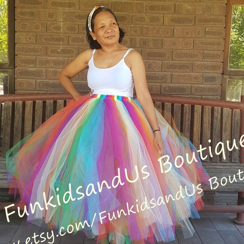 SEWN  Adult Tutu- Bridal Shower Skirt- Rainbow Adult Tutu - Adult Tutu - Adult smash cake  photo shoot Tutu - Choose Colour