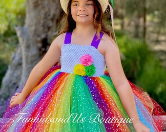 Glittery Rainbow Tutu - Rainbow Dress- Rainbow Unicorn Dress - Rainbow Unicorn Costume