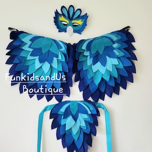 Vogelflügel Kostüm, Blauer Vogel Flügel Kostüm Kinder Erwachsene, Blauer Papagei Kostüm, Königlicher Vogel Cosplay Kostüm