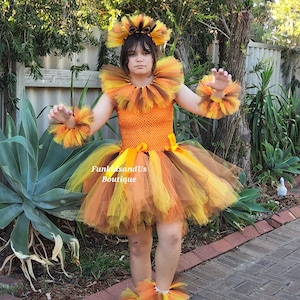 Löwen-inspiriertes Tutu-Kleid mit Mähne, handgefertigtes Dschungel-Safari-Kleid & Zubehör - Dschungel-Safari-Geburtstags-Kostüm