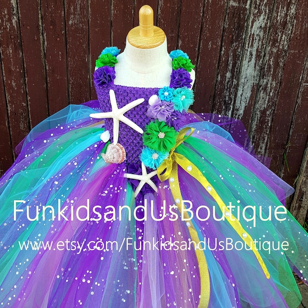 Under The Sea Mermaid Tutu Dress - mermaid birthday dress Ocean Themed Party - Green Purple Turquoise Lavender Gold