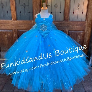 Turquoise Tutu Dress - Stunning turquoise  Glitter tulle Full length Dress -  Snow Princess theme tutu dress