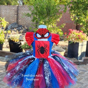 Spider girl  Inspired Tutu Dress for Kids  -Playful  Spider inspired Costume  - Webbed Unique Spider girl  tutu dress -Insect  Costume