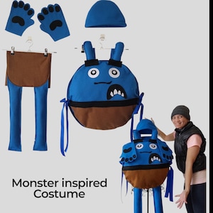 Blue Monster Costume for Kids - Blue Monster Costume for Kids complete set - Cartoon Monster Halloween outfit -Blue Monster Inspired Costume