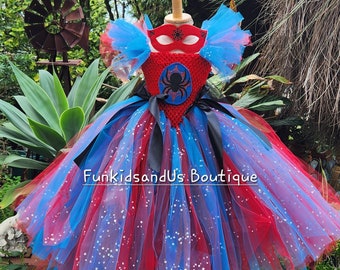 Vestido de tutú de Spider-Girl: disfraz de superhéroe con máscara