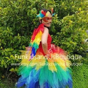 Rainbow Bird Costume Tutu Dress with Wings & Mask - Adult Teen Made to Order