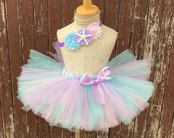 Pastel mermaid  Skirt - Pastel  Tutu - Skirt -Pastel Skirt -  Mermaid Pastel skirt birthday photo prop cake smash baby toddler skirt