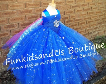 Princess Tutu Dress - Royal  Blue  Gown Tutu Dress -  Blue Gown dress - Snow winter themed Tutu