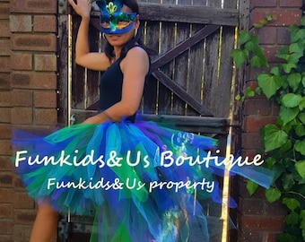 Peacock Tulle Tutu Skirt: Adult Masquerade Costume