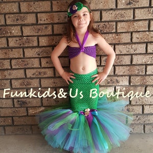 Mermaid Baby Tutu Dress - Princess mermaid Tutu Dress Green Purple Tutu -   Under the Sea photo prop