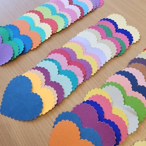 Scallop Heart paper CardStock - 3.5 inches Heart Love Note Cardstock  - Heart Shaped 20x  mix color