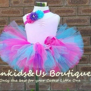 Hot Pink, Aqua and purple Tutu skirt  with matching headband- photo prop, Ballerina Tutu