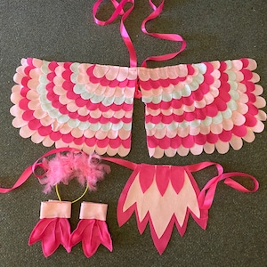 Pink Flamingo Costume: Felt Wings, Tail, Headband & Feet