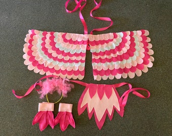 Pink Flamingo Costume: Felt Wings, Tail, Headband & Feet