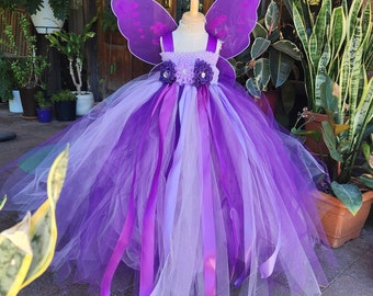 Purple  Lavender Fairy Tutu Dress with Wings - Fairy Dress - Garden Fairy Costume - Fairy dress Purple Lavender