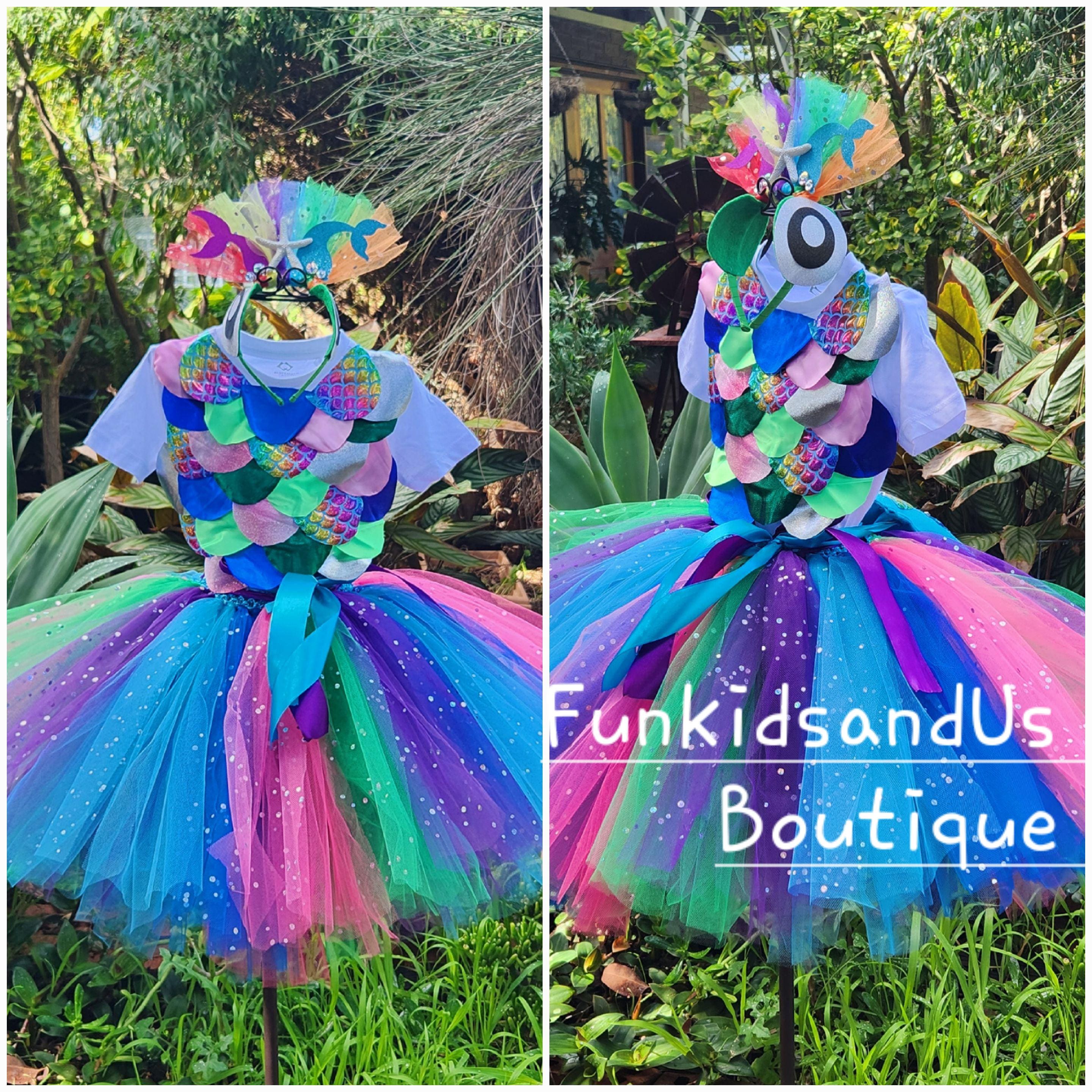 Rainbow Fish Costume: Sequin Tulle Tutu, Headband, Felt Tail - Etsy  Singapore