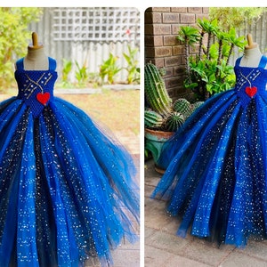 Royal blue Black Tutu dress- Royal blue Black Glitter tulle tutu dress - Black royal blue dress - Tutu dress full length blue black