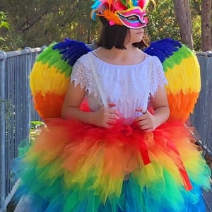 Rainbow Tulle Skirt - Colorful Layered Tutu for Women – Pride, Carnival, Festival outfit - Macaw Rainbow Tulle skirt -Multicolor tulle skirt