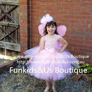 Pink Fairy Tutu Dress Fairy birthday themes Tea length tutu dress with matching headband wins image 8