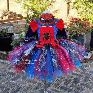 Spider girl Tutu Dress for Girls- Red & Blue spider Costume with Cape and  Mask - Bold and Heroic Spider Tutu Outfit for Toddlers